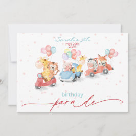 Cute Watercolor Animals Birthday Parad Inbjudningar