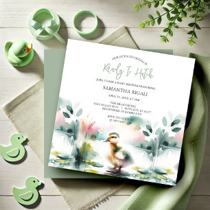Cute Watercolor Anka Baby Shower Gender Neutral Inbjudningar