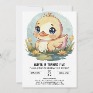Cute Watercolor Anka Birthday Inbjudningar