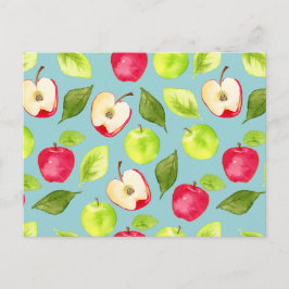 Cute Watercolor Apples Fruit Mönster Vykort