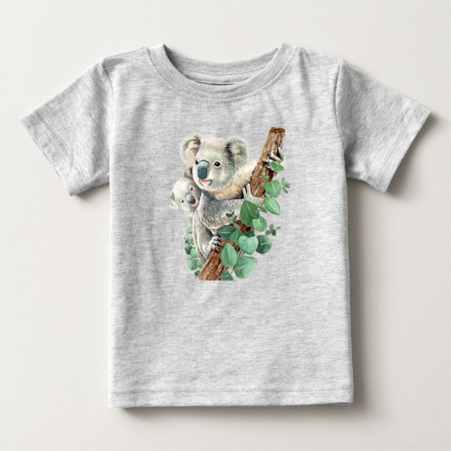 Cute Watercolor Australian Koala Bear Baby T Shirt (Framsida)