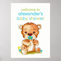 Cute Watercolor Baby Bear Boy Shower