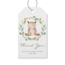 Cute Watercolor Baby Bear Greenery Wandeday Birday