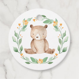 Cute Watercolor Baby Bear Woodland Tack Gåvor Etiketter