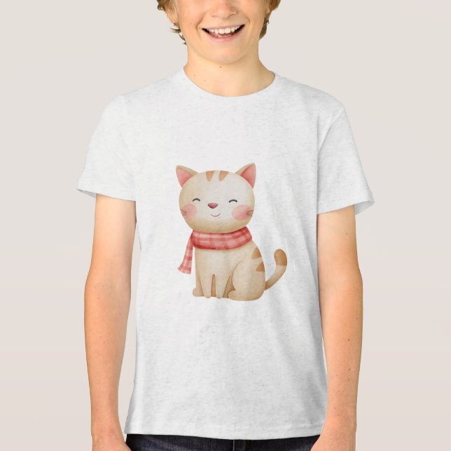 Cute Watercolor Baby Cat Nursery Illustration T Shirt (Framsida)