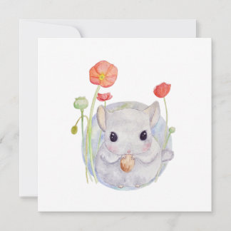 Cute Watercolor Baby Chinchilla fyller år Kort