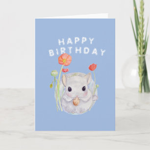 Cute Watercolor Baby Chinchilla önskar Kort