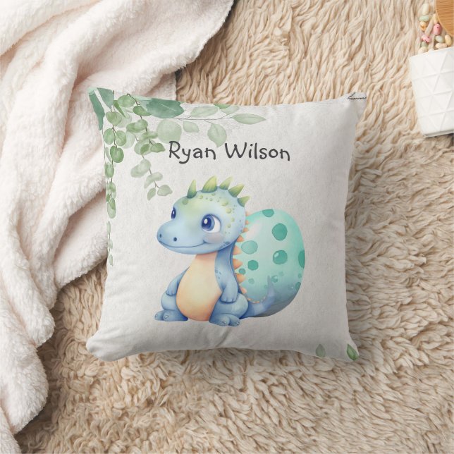 Cute Watercolor Baby Dinosaur Kudde (Filt)