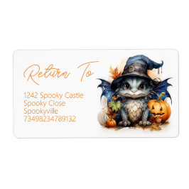 Cute Watercolor Baby Dragon Return-adressetikett Fraktsedel