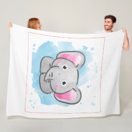 Cute Watercolor Baby Elephant Fleecefilt