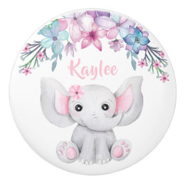 Cute Watercolor Baby Elephant for Girl Knopp