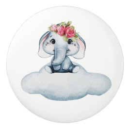 Cute Watercolor Baby Elephant Knopp