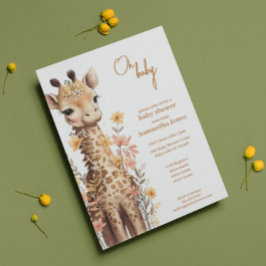Cute Watercolor Baby Giraffe Baby Shower Inbjudningar