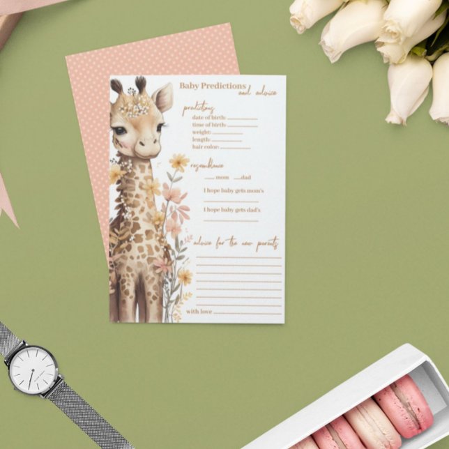 Cute Watercolor Baby Giraffe Baby Shower Rådkort (Skapare uppladdad)