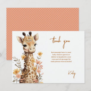 Cute Watercolor Baby Giraffe Baby Shower Tack Kort