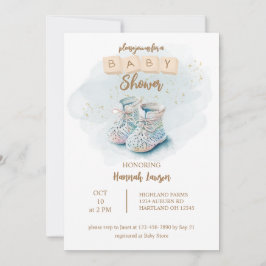 Cute Watercolor Baby Shower Baby Shower Inbjudningar