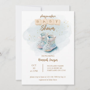 Cute Watercolor Baby Shower Baby Shower Inbjudningar
