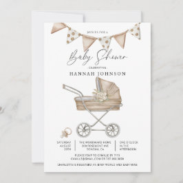 Cute Watercolor Baby Shower Gender Neutral Inbjudningar