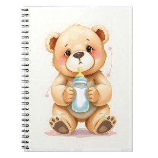 Cute Watercolor Baby Teddy Bear Illustration  Anteckningsbok