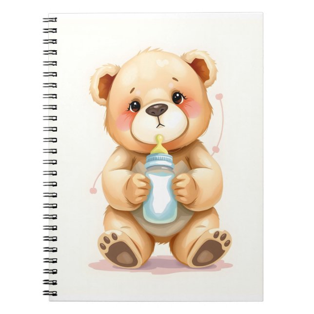 Cute Watercolor Baby Teddy Bear Illustration  Anteckningsbok (Framsidan)