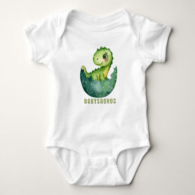 Cute Watercolor Babysaurus Dinosaur T Shirt (Framsida)