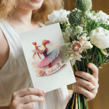 Cute Watercolor Ballerina Mamma vykort