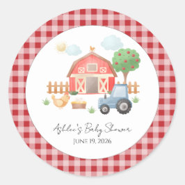 Cute Watercolor Barn Farm Animals Baby Shower Runt Klistermärke