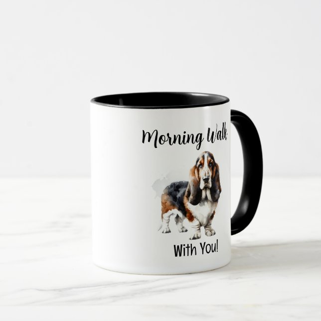 Cute Watercolor Basset Brown Personalize Mugg (Framsida höger)