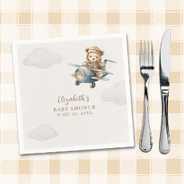 Cute Watercolor Bear Baby Shower party Pappersservett