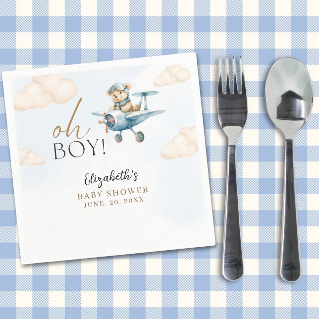 Cute Watercolor Bear Baby Shower party Pappersservett (Skapare uppladdad)