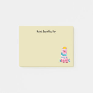 Cute Watercolor Bear har en Beary Nice-dag Post-it Block