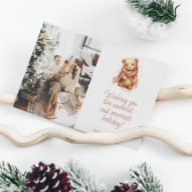 Cute Watercolor Bear med Scarf-julfoto