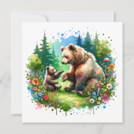 Cute Watercolor Bear och Unge
