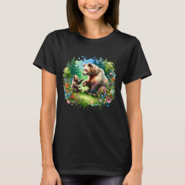 Cute Watercolor Bear och Unge T Shirt