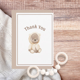 Cute Watercolor Bear Simple Tack you Card