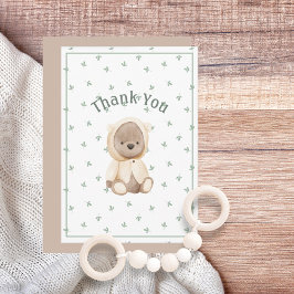 Cute Watercolor Bear Simple Tack you Card