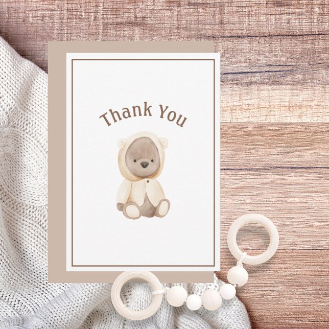 Cute Watercolor Bear Simple Tack you Card (Skapare uppladdad)