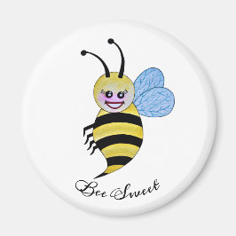 Cute Watercolor Beas with Lycklig Smile Magnet