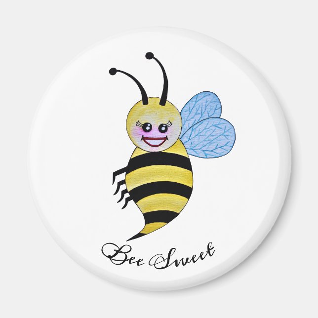 Cute Watercolor Beas with Lycklig Smile Magnet (Framsidan)