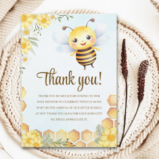 Cute Watercolor Bee Baby Shower Tack Kort