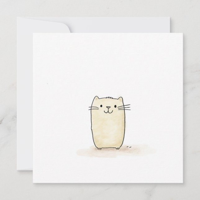 Cute Watercolor Beige Cat Julkort (Framsida)