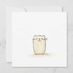 Cute Watercolor Beige Cat Julkort