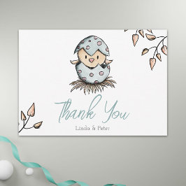 Cute Watercolor Bird Hatching in Nest Baby Shower Tack Kort