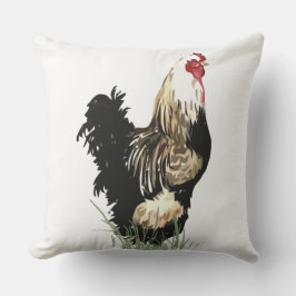 Cute Watercolor Black & White Tupp Chicken Bird Kudde