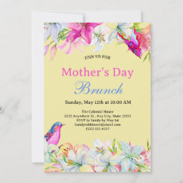 Cute Watercolor Blommigt Gult Mors dag Brunch Inbjudningar