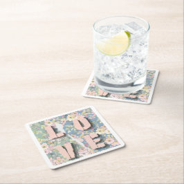 Cute Watercolor Blommigt KÄRLEK Underlägg