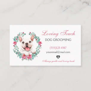 Cute Watercolor Blommigt Pet Hund Grooming Service Visitkort