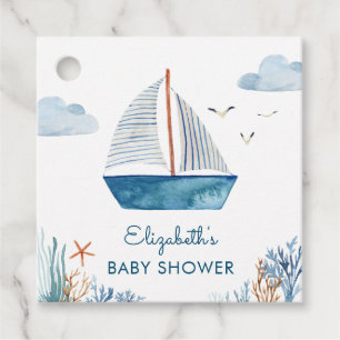 Cute Watercolor Boat Nautical Baby Shower Gåvor Etiketter