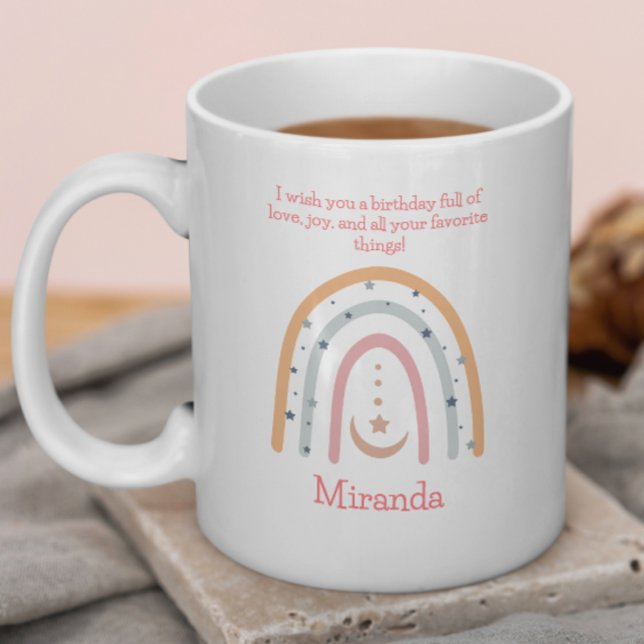 Cute Watercolor Boho Barns födelsedag Firande Kaffemugg (Skapare uppladdad)