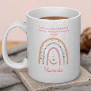Cute Watercolor Boho Barns födelsedag Firande Kaffemugg